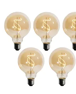LED osvetlenie Sada 5 ks E27 Stmievateľná LED žiarovka so špirálovým vláknom G95 4W 270lm 2200K