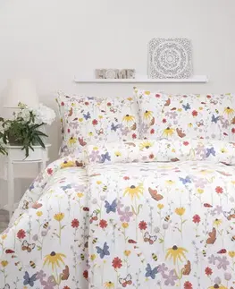 Obliečky MKLozkoviny.sk Francúzske flanelové obliečky - Motýliky - 220 × 200 cm - 70 x 90 cm