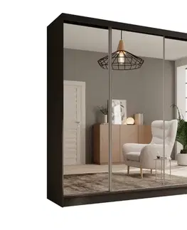 Šatníkové skrine ArtAdrk Šatníková skriňa TOLA | čierna 200 cm