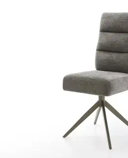 Jedálenské stoličky DELIFE Jedálenská stolička Pela-Flex bouclé mäkký tmavobéžová krížová podstava široká titánová farba 360° otočný hojdacia funkcia vrecková pružina