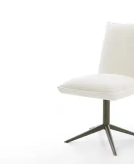 Jedálenské stoličky DELIFE Jedálenská stolička Lelio-Flex bouclé mäkký béžová krížová podstava titánová farba 360° otočný hojdacia funkcia vrecková pružina