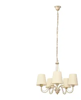 Svietidlá  Luster na reťazi MALBO 5xE27/15W/230V béžová W-2920/5 WT+AB+EC