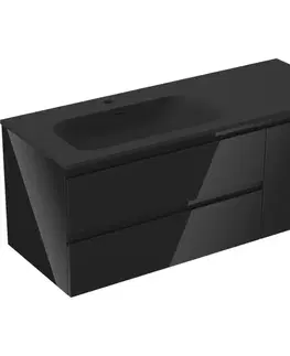 Kúpeľňový nábytok MEXEN/S - Orio kúpeľňová skrinka 120 cm s umývadlom Vela ľavá, 2S, 1D, čierna lesk/čierna mat 91A13-12047-3-BBFFF70-W23L71