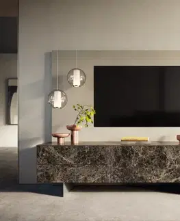 Televízne stolíky DELIFE TV stolík Cuor 180 cm keramika emperador extra leštený tmavohnedá 1 výklopné dvierka 2 zásuvky podstava závesná nerezová oceľ