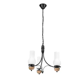 Svietidlá BRILAGI - LED luster na reťazi COTTAGE 3xE14/40W/230V dub/čierna/biela BG1520+3xBG2270