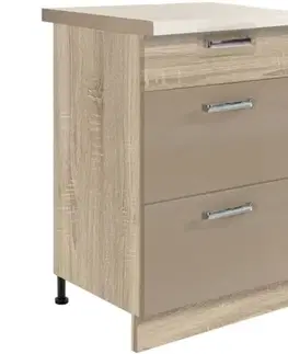 Kuchynské skrinky stojace Kuchynská skrinka Premio 9D sonoma/cappuccino lesk