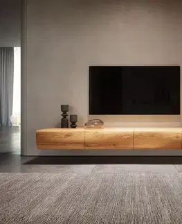 Televízne stolíky DELIFE TV stolík New Live-Edge 200 cm dub prírodný 4 dvierka závesný