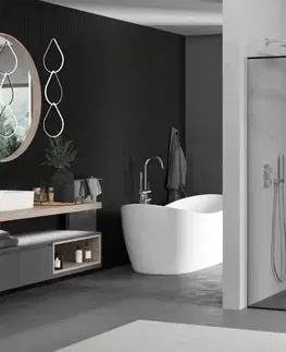 Sprchové dvere MEXEN/S - Kioto Sprchová zástena Walk-in 80 x 70, čierny vzor, chróm 800-080-202-01-70-070