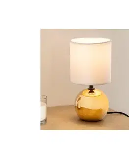 Lampy Atmosphera - Stolná lampa TIMÉO 1xE14/60W/230V zlatá/biela 116289U