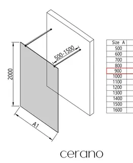 Sprchové dvere CERANO - Sprchová zástena Walk-in Onyx Duo Ľ/P - 8 mm - hranatá vzpera - čierna matná, bronzové sklo - 90x200 CER-687859