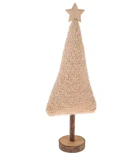 Vianočné dekorácie Vianočná dekorácia Textilný stromček 45,5 cm, chlpatý fleece, béžová