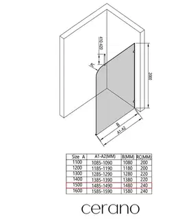 Sprchové dvere CERANO - Sprchová zástena Walk-in Orbis Top Round - Pravá - 8 mm - guľatá vzpera - chróm, mliečne sklo - 150x200 CER-999971