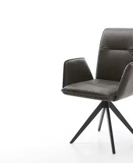 Jedálenské stoličky DELIFE Jedálenská stolička Vinja-Flex mikrovlákno antracitová vintage krížová podstava hranatá čierna