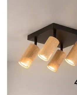 Svietidlá BRILAGI - LED RGBW stmievateľné bodové svietidlo SELE SQUARE 4xGU10/6,5W/230V čierna/dub BG5265+4xAI0589