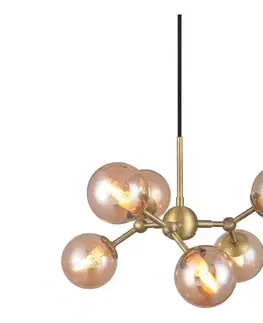 Svietidlá Halo Design 736560 - Závesný luster ATOM 6×G9/28W/230V, priemer 45 cm, mosadz/béžový kábel 736560