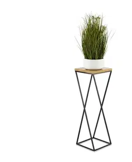 Stojany na kvetiny HowHomely Stojan na kvety LOFT 70x24 cm čierna/hnedá 10-1631-70-MDF