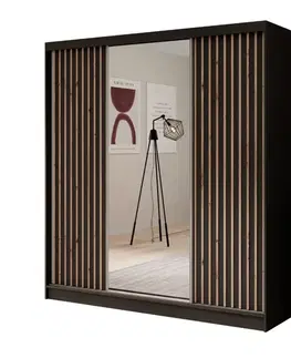 Šatníkové skrine ArtAdrk Šatníková skriňa IDA | čierna / čierna 200 cm