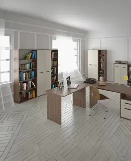 Písacie a pracovné stoly KONDELA Maurus MA11 New rohový pc stolík orech tabacco / kašmír