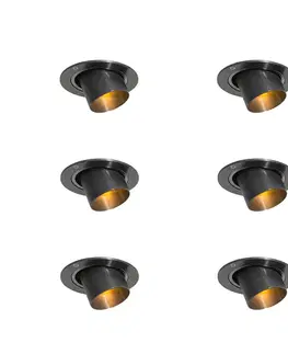 Zapustené svietidlá Sada 6 zapustených bodových svetiel Gunmetal GU10 35 mm okrúhle, naklápacie - Installa