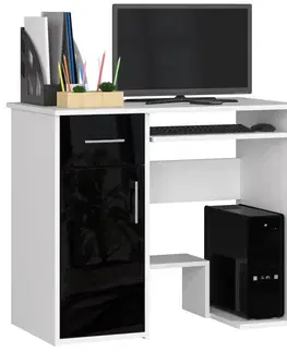 Písacie stoly Dizajnový písací stôl JANČA90, biely / čierny lesk
