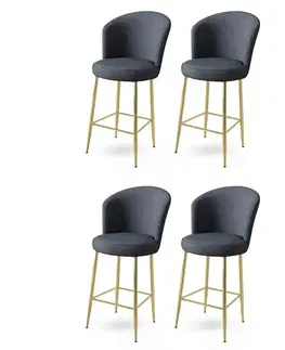 Barové stoličky Bar Stool Set (4 Pieces) Alte - Anthracite, Gold