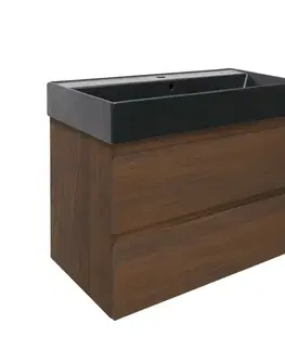 Kúpeľňový nábytok Kúpeľňová skrinka s umývadlom SAT B-Way 80x30x45 cm orech mat BWAY80NUTU4B BWAY80NUTU4B