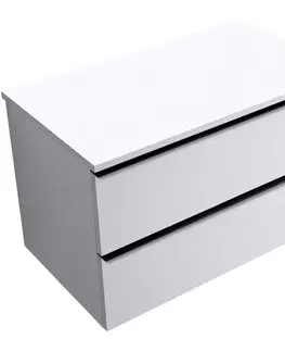 Kúpeľňový nábytok CERANO - Kúpeľňová skrinka Velora - biela matná, úchytka čierna + doska pod umývadlo Navira Slim - 18 mm - 80x54,8x46,5 CER-664723