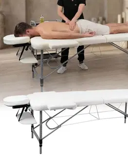 Masážne stoly a stoličky Masážne lehátko inSPORTline Morrani 186x60x62,5-85,5 cm 2-dielne hliníkové krémová