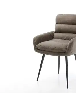 Jedálenské stoličky DELIFE Jedálenská stolička Abelia-Flex s opierkami mikrovlákno taupe vintage 4-nohá zúžená čierna