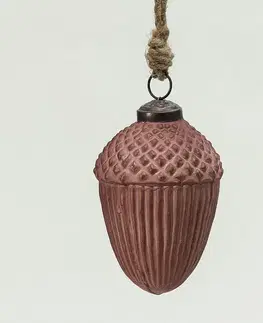 Vianočné dekorácie Sklenená ozdoba Acorn Burgundy 7x10 cm
