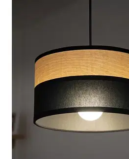 Svietidlá  Luster na lanku ALBA 1xE27/15W/230V pr. 25 cm čierna/hnedá W-KM 2515/1 DS+WOOD+BK