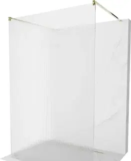 Sprchové dvere MEXEN/S - Kioto Sprchová zástena WALK-IN voľne stojaca 120 x 200, prúžky 8 mm, zlatá 800-120-002-50-09