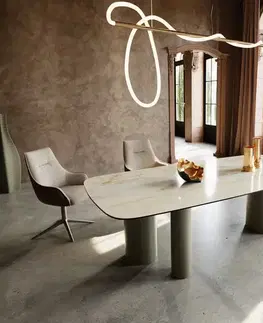Jedálenské stoly DELIFE Jedálenský stôl Edge oválny 240x120 keramika iris FMG Onice OroTroa kov efektová povrchová úprava titánová