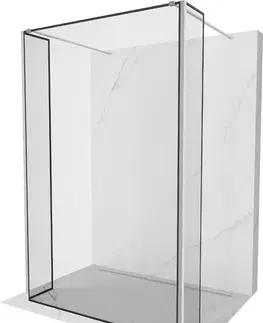 Sprchové dvere MEXEN/S - Kioto Sprchová zástena WALK-IN voľne stojaca 120 x 30 x 30, čierny vzor, nikel kartáčovaná 800-120-030-222-97-70-030