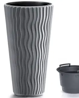 Kvetináče a truhlíky NABBI DPSP400 vysoký plastový kvetináč 39 cm sivý kameň