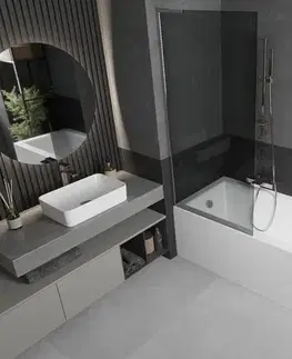 Sprchové dvere MEXEN/S - Next L vaňová zástena FIX 80 x 150, grafit, chróm 895-080-000-03-40-01