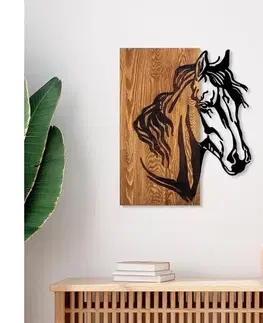 Obrazy  Nástenná dekorácia 48x58 cm kôň drevo/kov 891TNL2371