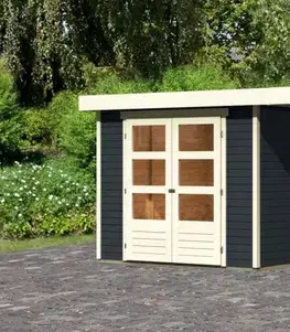 Zahradné domčeky Drevený záhradný domček ASKOLA 3,5 s prístavkom 280 Lanitplast