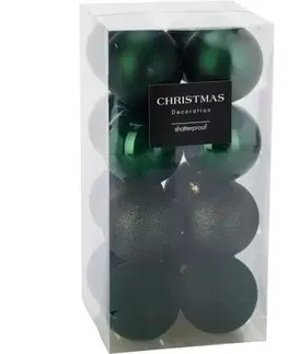 Vianočné ozdoby Kinekus Vianočná plastová guľa zelená 8 cm, sada 16 ks
