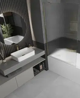Sprchové dvere MEXEN/S - Next vaňová zástena FIX 100 x 150, prúžky, zlatá 895-100-000-00-09-50