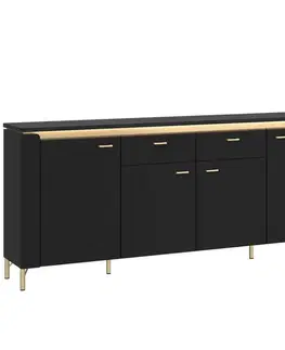 Komody do spálne Komoda Norica LAZK03 U114 4D2S čierna