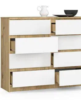 Komody a skrinky Moderná vysoká komoda, MICHALA120, dub Artisan / biela