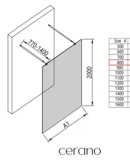 Sprchové dvere CERANO - Sprchová zástena Walk-in Onyx Duo Ľ/P - 8 mm - okrúhla vzpera - čierna matná, bronzové sklo - 80x200 CER-687712