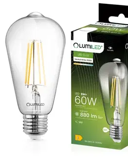 Žiarovky E27 Žiarovka LED ST64 filament CL 8W E27 880LM 400