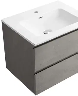 Kúpeľňový nábytok CERANO - Kúpeľňová skrinka Carole - betónovo šedá + keramické umývadlo Novo - biela lesklá - 61x49,5x46,5 CER-8050BD85858
