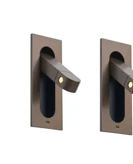 Nástenné osvetlenie Sada 2 moderných nástenných svietidiel tmavý bronz vrátane LED a portu USB-C - Hilton