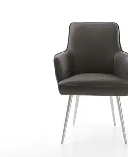Jedálenské stoličky DELIFE Jedálenská stolička Heira-Flex s opierkami mikrovlákno antracitová vintage 4-nohá zúžená nerezová oceľ vrecková pružina