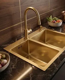 Kuchynské drezy REA REA - Oceľový drez Toby BRUSH GOLD bez kuchynskej batérie ZLE-06415