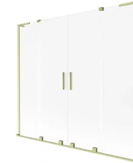Sprchové dvere MEXEN/S - Velar L Duo dvojkrídlová posuvná vaňová zástena 170 x 150, dekor, zlatá kartáčovaná 896-170-003-32-55