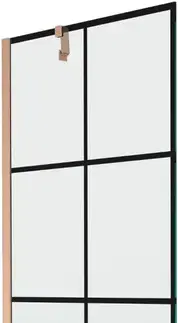 Sprchové dvere MEXEN/S - Next vaňová zástena FIX 70 x 150, čierna vzor, meď kartáčovaná - 895-070-000-00-70-77 895-070-000-00-77-65